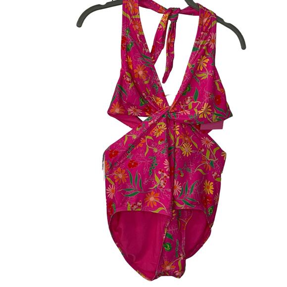 Kate Spade New York Women's Knot-Front Halter One-Piece Swimsuit pink XL - Picture 2 of 9